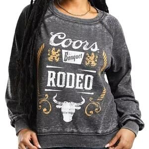 Odd People RKB Coors Banquet Rodeo Sweatshirt Burnout Acid Wash Gray XS